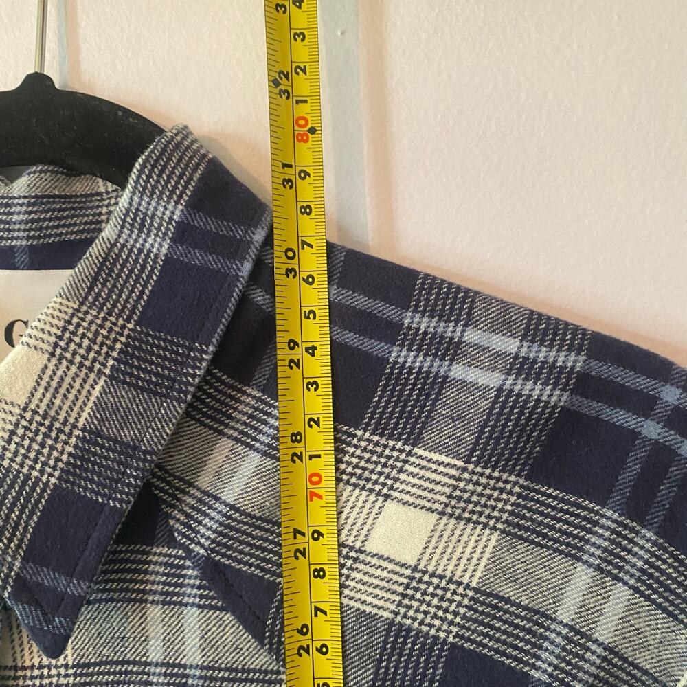 Goop G. Label Blue White Flannel Button Down Shirt Cotton Western Women's size 0 - Picture 8 of 9